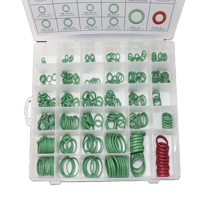 Green Color NBR Car Air Conditioner O-Ring Kits 270pcs 18 Sizes Drawing Format 3D/2D