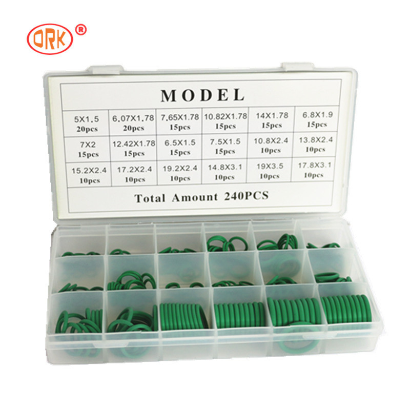 240pcs Green NBR Car Air Conditioner O-Ring Kits 16 Sizes for Various Sizes Seals
